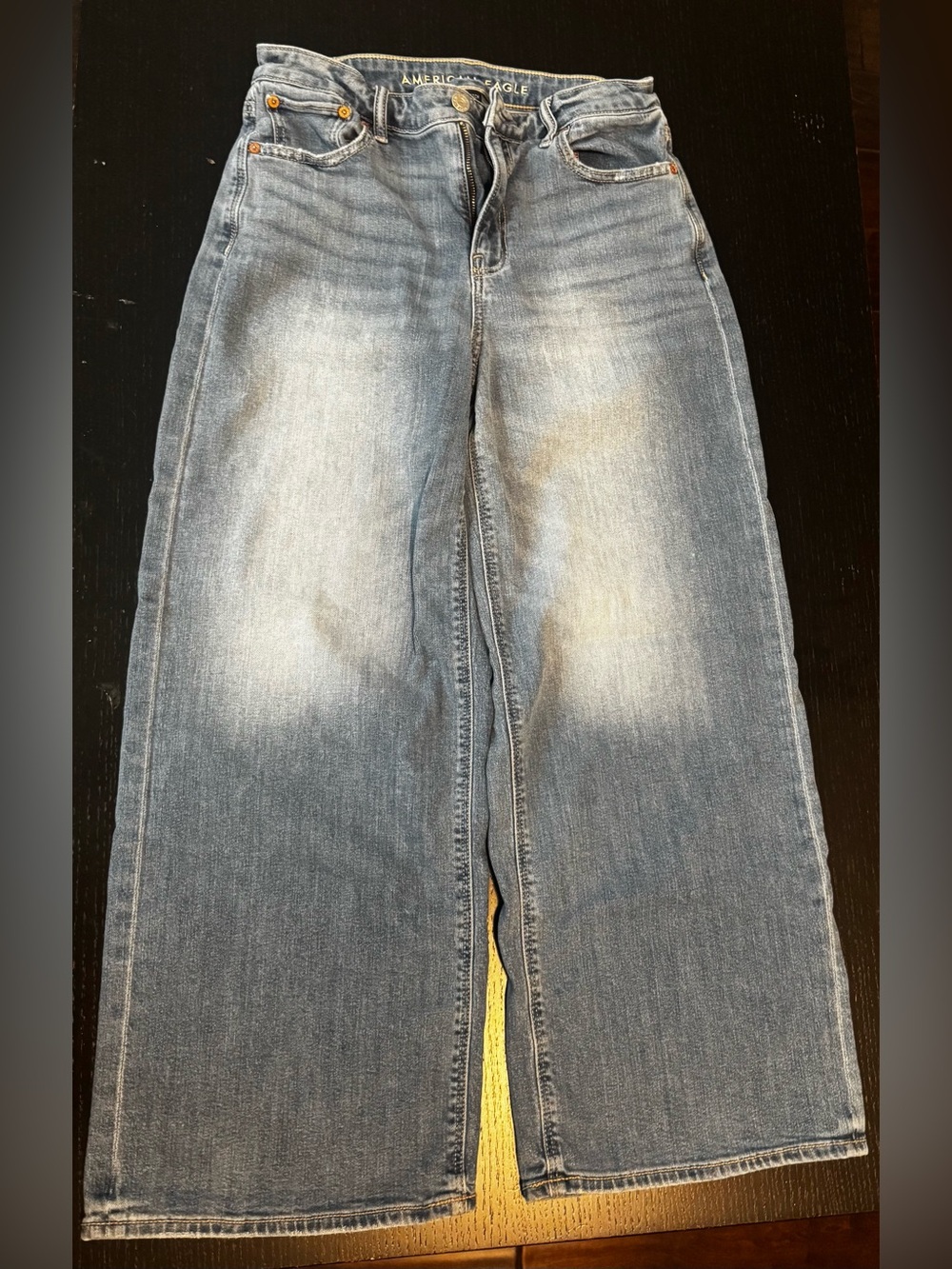 American Eagle Outfitters Wide-Leg Jeans in Faded Blue Denim